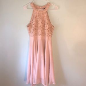 Lulu’s (altered) pale pink lace halter dress
